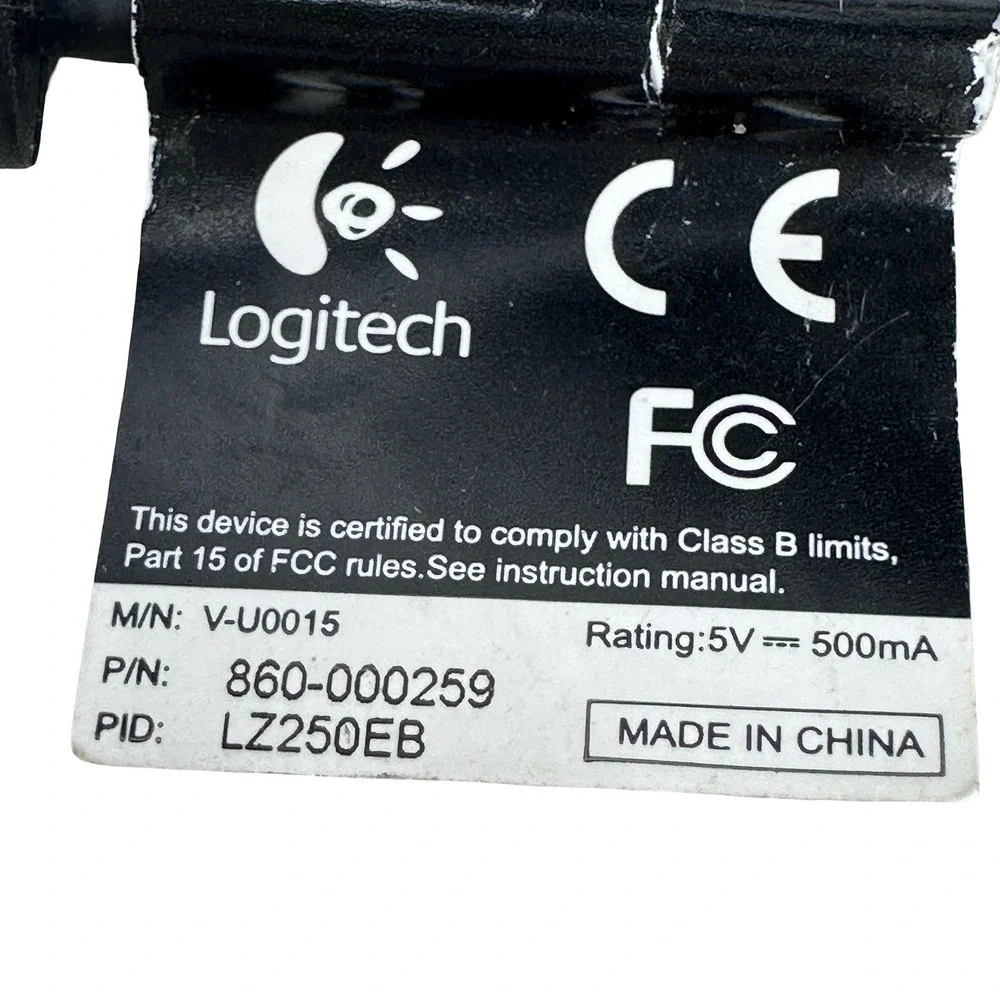 Logitech V-U0015 USB Webcam Black Gray Video Camera 860-000259 Built-in Mic